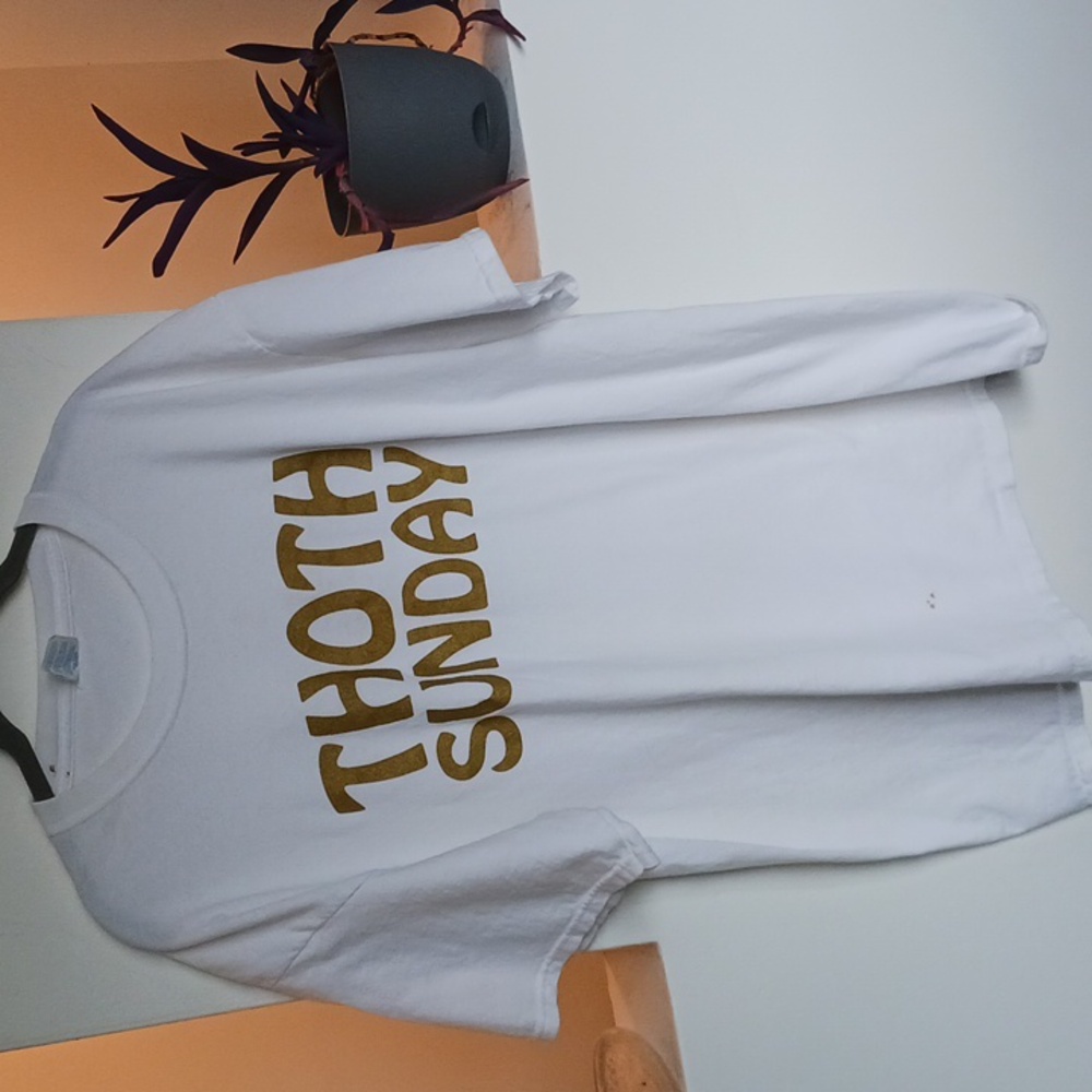Port and Company White Tee with Gold Print